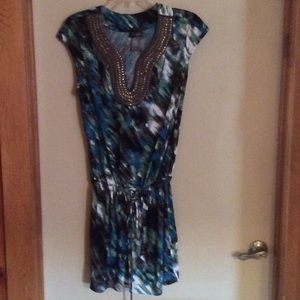 Bisou bisou 10 turquoise brown black tunic